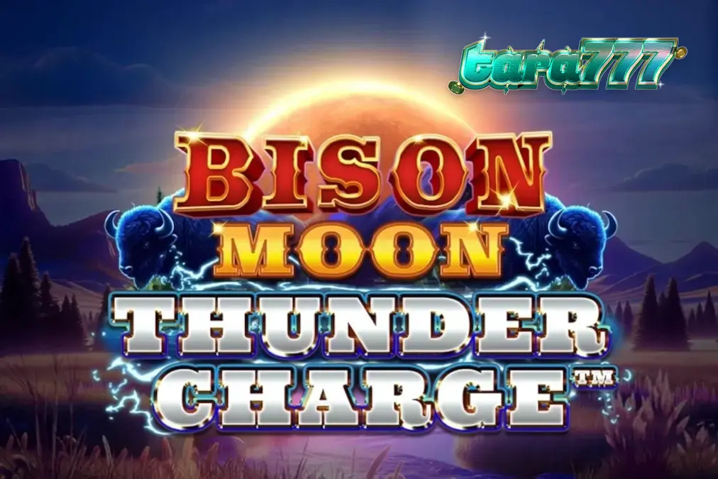Bison Moon: Thunder Charge slot game interface na may tema ng kidlat at bison